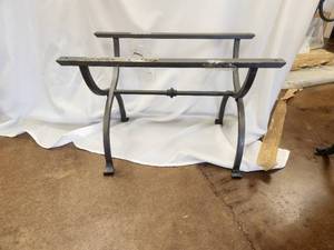 lot 54 image: Large fold-out galvanized iron table base for rectangular tops -  32D x 40L - Bldg. J