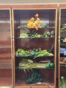 lot 62 image: Floral contents of shelves - not the display - Bldg. J
