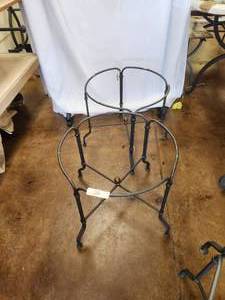 lot 56 image: Matching galvanized iron table bases with brass finial - 19 x 17H - Bldg. J