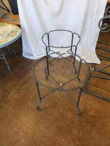 lot 82 image: Matching galvanized iron table bases with brass finial (20 x 17H) - Bldg. J