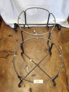 lot 71 image: Matching galvanized iron table bases - 19 x 17H - Bldg. J