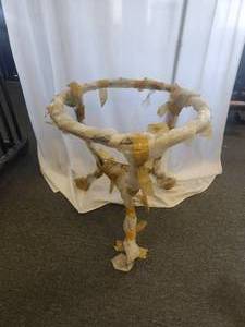 lot 95 image: Galvanized iron tabletop base. Still packaged from manufacturer in Italy (28 x 29)