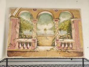 lot 104 image: Wall fresco of a beautiful patio scene