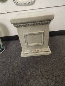 lot 124 image: Off white squared pedestal with antiqued crackling and staining