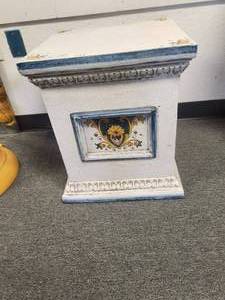lot 135 image: Hand painted and crackle-antiqued pedestal that can also be used as an accent table -