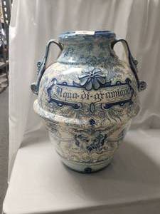 lot 136 image: Truly striking large Urn with Angels in soft blues on an off white background