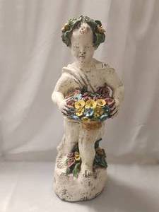 lot 140 image: Statuary of baby carrying a basket of flowers -