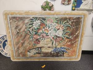 lot 166 image: Fresco showing footed bowl overflowing with flowers -