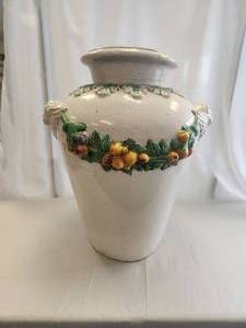 lot 150 image: Large clay Urn with garland of fruits and adorned with Angel heads on each side