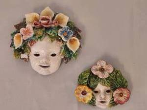 lot 206 image: Complimentary pair of Bacchus masks hand painted in Italy