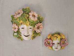lot 208 image: Complimentary pair of Bacchus masks hand painted in Italy