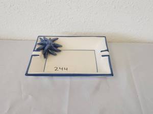 lot 244 image: Hand crafted ashtray with starfish. Can also be used as a serving dish (7 x 9)