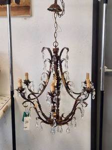 lot 30 image: Beautiful 6-light hand-crafted wrought iron chandelier from the renowned Passeri in Italy. Includes label of authenticity