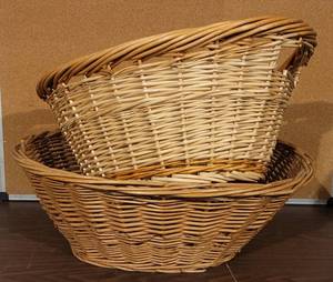 lot 16 image: (2) LARGE SIZE WICKER-STYLE BASKETS AS SHOWN (SOLD 2 X THE MONEY)
