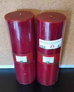lot 41 image: (2) 9 HIGH HOBBY LOBBY CANDLES AS SHOWN. (SOLD 2 X THE MONEY)