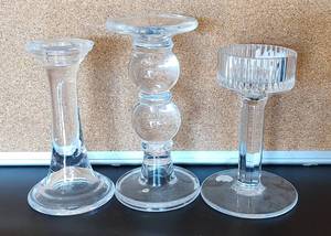 lot 49 image: (3) ASSORTED CANDLE HOLDERS AS SHOWN.