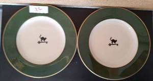 lot 51 image: (2) VINTAGE 1970S CAT CAY, BAHAMAS RESTAURANT PLATES MADE BY HOMER LAUGHLIN. EACH APPROX. 10.5 DIAMETER. (SOLD 2 X THE MONEY)