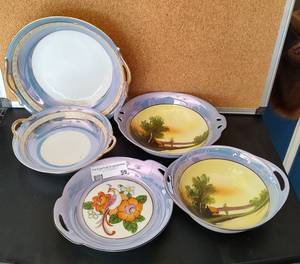 lot 59 image: (5) VINTAGE NORITAKE SERVING PLATTERSPLATES IN STYLES, DESIGNS SHOWN.