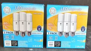 lot 89 image: (2) GE LED 3-PACK BRIGHT STIK BULBS AS SHOWN.
