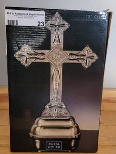 lot 23 image: NEW ROYAL LIMITED GLASS CROSS IN BOX AS SHOWN.