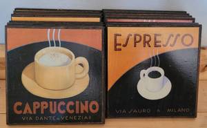 lot 47 image: COFFEE THEMED DECORATIVE WALL TILES AS SHOWN.