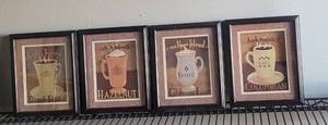 lot 52 image: (4) COFFEE THEMED WALL FRAMES AS SHOWN.