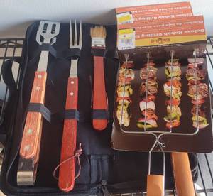 lot 53 image: GRILLING UTENSILS AS SHOWN.