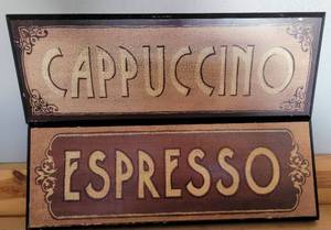 lot 74 image: (2) COFFEE THEMED WALL FRAMES AS SHOWN.