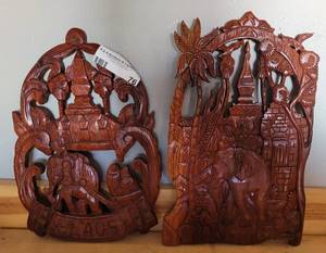 lot 76 image: (2) CARVED WOOD WALL ART FRAMES AS SHOWN.