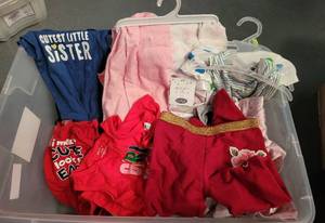 lot 108 image: CONTAINER LOT OF ASSORTED CLOTHING AS SHOWN. NICE MIXED LOT SOME MAY HAVE TAGS.
