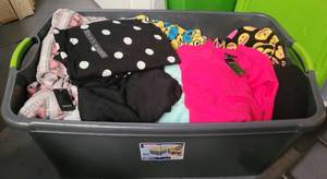 lot 120 image: CONTAINER LOT OF ASSORTED CLOTHING AS SHOWN. NICE MIXED LOT SOME MAY HAVE TAGS.