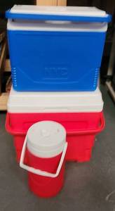 lot 126 image: (2) COOLERS  ICECHESTS PLUS MORE AS SHOWN.