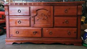 lot 142 image: WOODEN DRESSER IN STYLEDESIGN SHOWN.